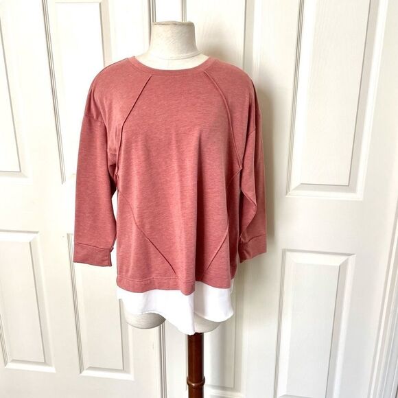 Simply Vera Vera Wang pinkish long sleeved shirt with white layer underneath - Picture 1 of 12